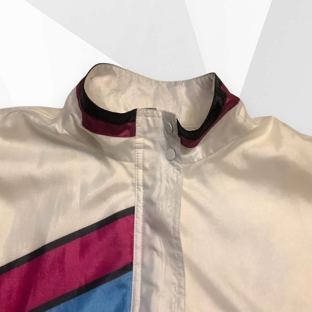 80’s Colorblock Tennis Windbreaker Zip Bomber Athletic Jacket Medium by Tail - Picture 6 of 7